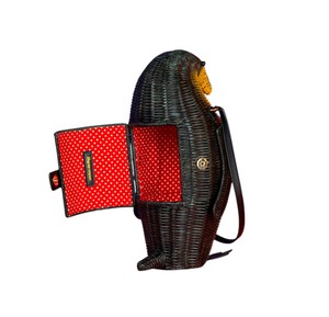 Handmade Penguin Shaped Rattan Crossbody <b>Bag</b> Plant Fiber Animal Design Portable Storage <b>Bag</b> for Kids - Product Image 6