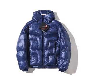 Chaqueta Acolchada con Capucha para Hombre, Azul Sólido, Rellena de Plumón, Resistente al Viento, Informal de Invierno, con Cierre Frontal, Corte Regular, Gruesa, de Nailon - Product Image 5