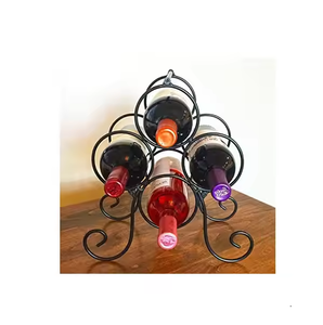 Support décoratif de comptoir en métal pour bouteilles de vin – Rangement pour bar et cuisine - Product Image 2