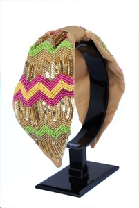 Beautiful Wide Padded Sequin Embellished Hairbands Comfortable Handmade Bohemian Beaded Knot <b>Headband</b> for Women and Girls 2026 - Product Image 1