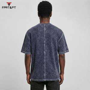 T-shirts pour hommes de haute qualité, style streetwear, col rond, effet délavé, vente en gros, prix bas, t-shirt délavé pour hommes - Product Image 2