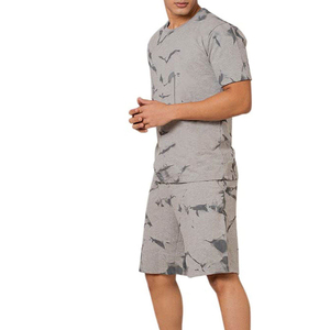 Men's Gray <b>Bird</b> Print Casual Shorts Set Breathable Knitted Elastic Waist Mid Rise Short Sleeve T-<b>Shirt</b> and Shorts Outfit - Product Image 2