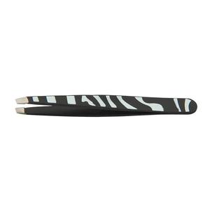 Pinzas de Precisión para Pestañas de Acero Inoxidable con Punta Lisa, Opciones Dentadas/Serradas, Diseño con Patrón de Zebra, 10 mm de Longitud - Product Image 3