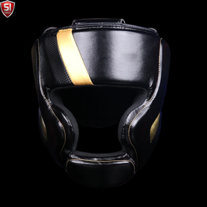 Protector de Cabeza para Boxeo, Cuero PU, Negro y Dorado, Protector Ligero para Sparring, Unisex para Adultos, Visera Única, Casco Deportivo Transpirable - Product Image 2