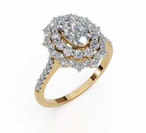Anillo de Diamantes con Doble Halo y Banda Dividida, 1120 Quilates de Peso Total, 49 Diamantes, Elaborado en Oro Amarillo, Rosa o Blanco de 9kt, 14kt o 18kt - Product Image 5