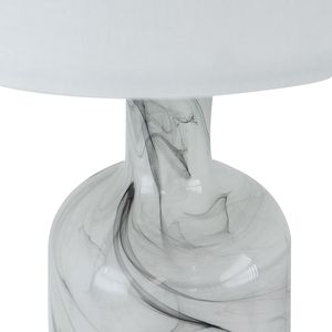 Lampada da Tavolo Sarris Tall in Vetro Grigio e Bianco con Paralume in Lino 14x14x28.5 Base Posteriore in Metallo - Product Image 5