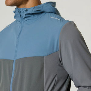 Veste de survêtement à capuche pour homme avec blocs de couleur et poches latérales, séchage rapide, légère, sportive, pour le printemps, coupe classique - Product Image 3