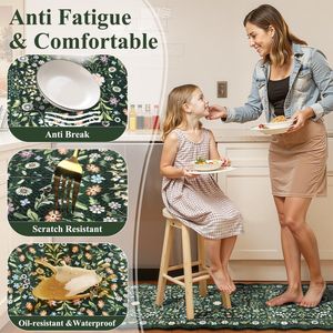 Juego de 3 Tapetes Antifatiga Boho para Cocina, Alfombra y Pasamanos Antideslizantes e Impermeables para Cocina y Lavandería, Estilo Boho - Product Image 1