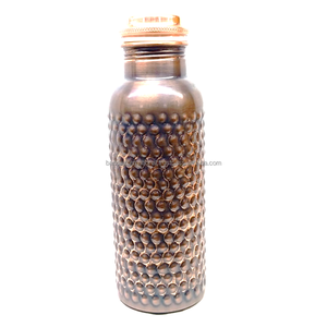Pure <b>Copper</b> Hammered <b>Bottle</b> With Polish Finished Indian Hand Made Health Benefits <b>Copper</b> <b>Bottle</b> Metal <b>Drinking</b> Water <b>Bottle</b> - Product Image 1
