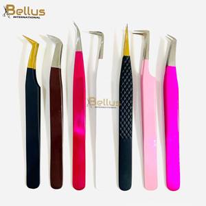 Premium Professional Stainless Steel Durable Diamond <b>Grip</b> Fiber Tip Eyelash Extension Tweezers Straight Curved Salon Use - Product Image 5