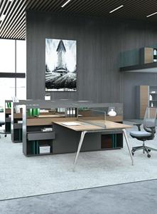 Uzun dolap açık çalışma alanı iş istasyonu ile yüksek kaliteli Modern 4 kişilik modüler ofis masası - Product Image 4