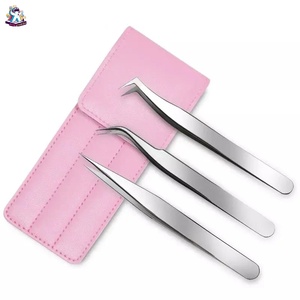 Ensemble de pinces à cils en acier inoxydable Ryzer Studio, 1 pièce, pointe incurvée et pointue, outils de beauté pour extensions de cils, maquillage et outils - Product Image 1