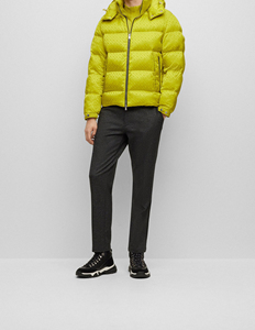 High Quality Light Color Men's Winter Puffer Jacket with Zipper Closure Print Pattern Waterproof & Breathable Thick Soft Shell - Product Image 1