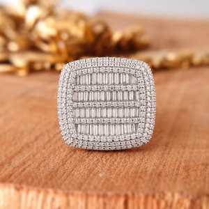 Anillo de Plata de Ley 925 con Moissanita y Diamantes, Estilo Baguette, Engastado en Canal, Joyería de Lujo Hip Hop para Unisex - Product Image 1
