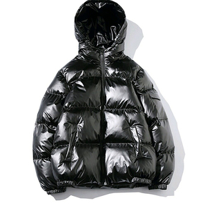 High Quality Warm Hood <b>Bubble</b> <b>Coat</b> Custom Winter Shiny Puffer Jacket for Men Front Solid Color Waterproof Windproof Outerwear - Product Image 3