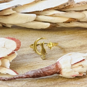 Market Favorite Cat <b>Rings</b> Celestial Brass <b>Ring</b> For Women 18k Gold Plated Dainty Moon Star <b>Open</b> Jewelry Wholesale/OEM/ODM - Product Image 1