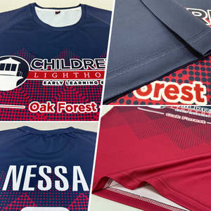 ชุดฟุตบอลขายส่ง สีกรมท่าไล่เฉดสีแดงเลือดหมู แบบสั่งทำพิเศษ ชุดฟุตบอลซับลิเมชั่นสำหรับผู้ชาย แห้งเร็ว ระบายอากาศได้ดี ชุดฝึกซ้อมทีม - Product Image 4