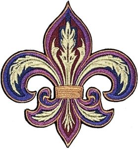 3.5" Fleur De Lis Iron <b>On</b> <b>Patch</b> - Embroidered Mardi Gras Applique Appliques Iron <b>On</b> <b>Sew</b> <b>On</b> <b>Patches</b> for Holes, Clothing, Jeans, - Product Image 1