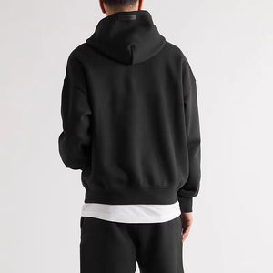 Sweat-shirt à capuche décontracté surdimensionné avec motif de lettres imprimé en flocage sur le devant et le dos, 100% coton molletonné - Product Image 3