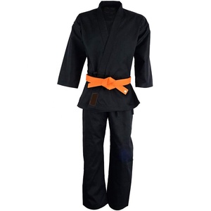 Uniforme de Karate Gi 100% Algodón Negro con Cinturón Amarillo para Niños Unisex, Ropa de Artes Marciales Duradera, Corte Regular - Product Image 4