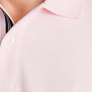 เสื้อโปโลแขนสั้นสีชมพูอ่อนสำหรับผู้ชาย สีพื้น ผ้าถัก ระบายอากาศได้ดี ผ้าฝ้าย ทรงปกติ - Product Image 5