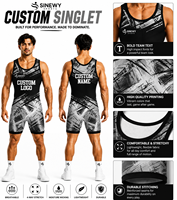 Traje de Lucha Libre para Hombre, Personalizable, de Spandex/Poliéster, Secado Rápido, Transpirable, Elástico, Ligero, Sin Mangas, Ajustado