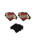 Love Hurt Patchs brodés personnalisés en forme de cœur floral, en PVC écologique et feutre non tissé, à coudre, avec motifs en fils métalliques pour chapeaux