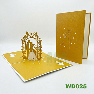 Tarjeta de invitación de boda 3D de lujo, hecha a mano, con silueta de novios en kirigami, regalo de aniversario o San Valentín de Vietnam. - Product Image 2