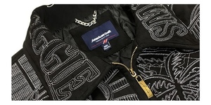 เสื้อแจ็คเก็ตบุผ้าฝ้ายทรงฮิปฮอปหลวมๆ สำหรับคนอ้วน  ลายปัก 3 มิติ  เสื้อโค้ทฤดูหนาวแบบเย็บติดกัน  คุณภาพสูง  รับสั่งทำพิเศษ - Product Image 4