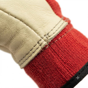Leather Work <b>Gloves</b> With Red Elastic Cuff Anti Slip Durable General Purpose Safety <b>Gloves</b> - Product Image 6