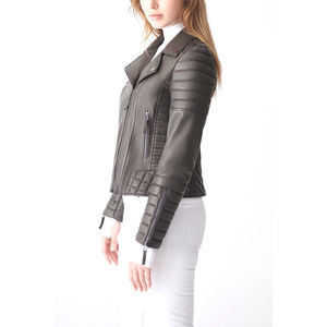 Vestes en cuir matelassées pour femmes en peau de mouton véritable entièrement personnalisées, de haute qualité, coupe-vent, respirantes, confortables, service OEM - Product Image 1
