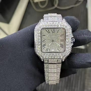 Montre Homme Diamant Quartz Moissanite Hip Hop Bustdown Luxe THE Watch Montre-Bracelet Homme Élite avec Lunette Sertie de Diamants - Product Image 1
