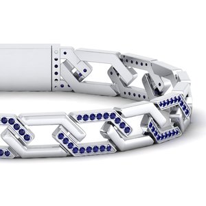 Bracelet tennis REYES personnalisé en or 14 carats avec moissanite, saphir bleu taille ronde 1,5 carat, bijoux de luxe de créateur - Product Image 4
