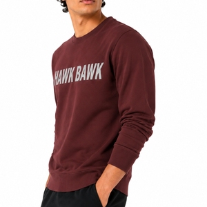 Sweat-shirt à manches longues pour homme, col rond, pour un confort quotidien, pull bordeaux foncé pour un style décontracté de week-end - Product Image 3