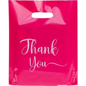 Sacchetti di Plastica Fustellati per la Spesa, Confezione da 100 Pezzi, Ideali per Piccole Imprese e Imballaggio Prodotti - Confezione Convenienza - Product Image 1