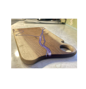 Planche à découper écologique en résine époxy et bois pour couper les fruits, les légumes et la viande, bloc de découpe artisanal personnalisé pour ustensiles de cuisine - Product Image 4