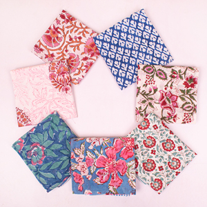 Indian Floral Handprinted Cotton Bandana, Lightweight Eco-Friendly Scarf, Stylish <b>Head</b> <b>Wrap</b> For Men & Women - Product Image 3