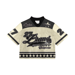 เสื้อเจอร์ซีย์ทรงบ็อกซี่แบบโอเวอร์ไซส์ สตรีทแวร์แฟชั่นสำหรับทุกเพศ สวมใส่สบาย ผลิตจากผ้าโพลีเอสเตอร์ รับผลิตแบบ OEM ODM ขายส่ง - Product Image 2