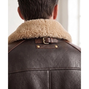 Chaqueta de Piloto B3 Personalizada para Hombre, de Piel de Oveja, Ecológica, Resistente al Viento, Forrada con Pelo Sintético Sherpa, para Invierno, OEM - Product Image 6