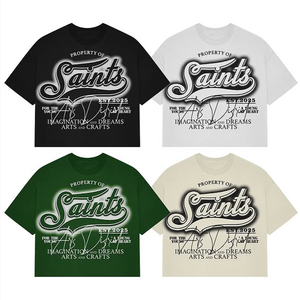 T-shirt court Saints Arts District, coupe oversize, manches courtes, col rond, style streetwear, homme, noir, jersey de coton, imprimé devant - Product Image 5