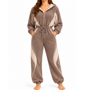 Mono de Forro Polar con Capucha para Mujer, Ropa Casual de Invierno de una Pieza para Compradores Globales de Ropa, Fabricante Mayorista OEM ODM, Suministro al por Mayor - Product Image 1