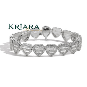 Bracelet en Moissanite plaqué or 925, taille cœur, serti en canal, bijou de luxe pour femme - Product Image 4