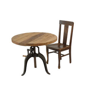 <b>Reclaimed</b> <b>Wood</b> Industrial Adjustable Height <b>Table</b> Rustic Round Cocktail Coffee <b>Table</b> with Metal Base for Wedding Event - Product Image 2