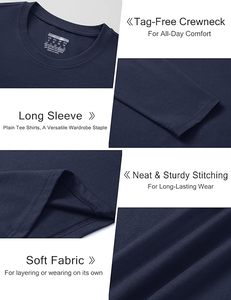 Camiseta para Hombre, Manga Larga/Corta, Camisas de Algodón, Camisetas Casuales y Elegantes con Cuello Redondo - Product Image 4