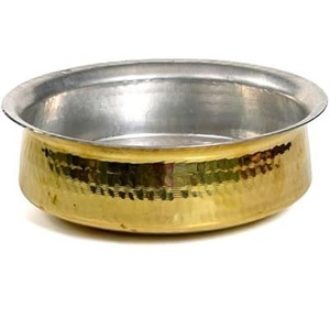 Bol de service en cuivre martelé avec revêtement en acier inoxydable, plat de service alimentaire fait main, vaisselle indienne pour restaurant, hôtel, buffet - Product Image 1