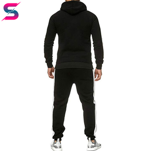 Men's Red Color Blocking Hooded Tracksuit Full Zip Sweatshirt And Pants <b>Set</b> Casual Autumn Wear Polyester Cotton Tracksuits - Product Image 5