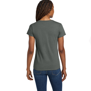 Camiseta de Mujer con Cuello en V, Manga Corta Abullonada, Color Sólido, Corte Holgado, Informal, Tejido de Punto, 100% Algodón, Transpirable, para Verano - Product Image 5