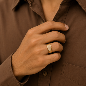 Anillo de Compromiso para Hombre, Chapado en Oro de 14K, con Moissanita, Corte Brillante Redondo, Anillo Elegante para Él - Product Image 3