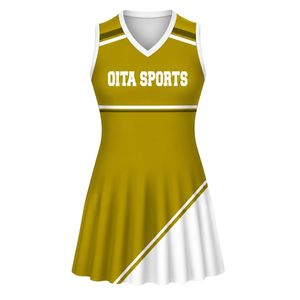 Haut de tennis sublimé blanc et or pour femme, sans manches, uniforme de sport, tenue athlétique, maillot d'entraînement, vêtement de jeu en extérieur, actif - Product Image 6