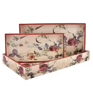 Bandeja de servicio de madera de diseño elegante impresa con esmalte de estilo antiguo MDF personalizado con característica decorativa - Product Image 2